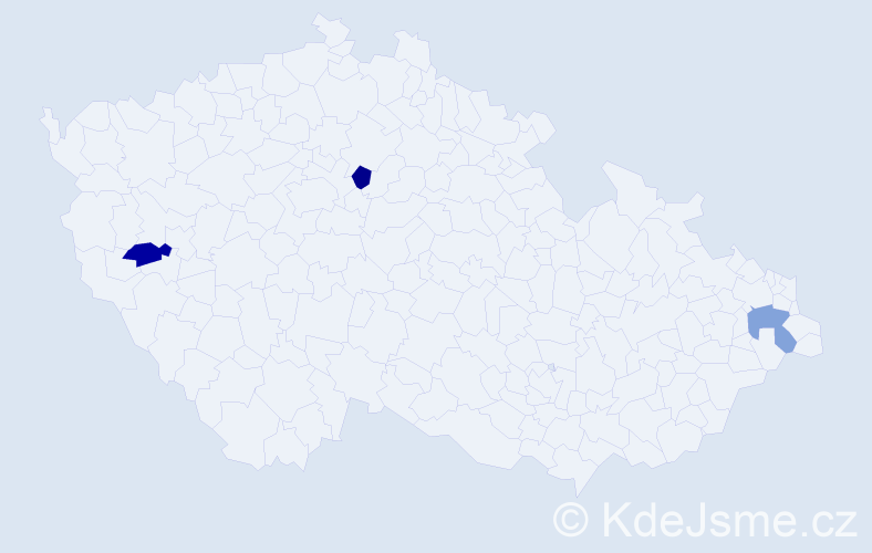 Příjmení: 'Blažev', počet výskytů 3 v celé ČR