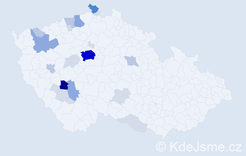 Příjmení: 'Vohryzková', počet výskytů 74 v celé ČR