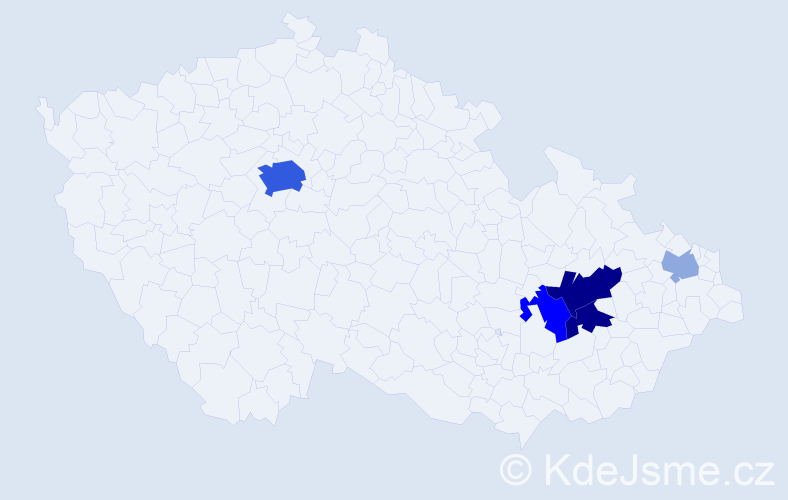 Příjmení: 'Blahunková', počet výskytů 18 v celé ČR