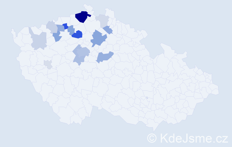 Příjmení: 'Kybal', počet výskytů 45 v celé ČR