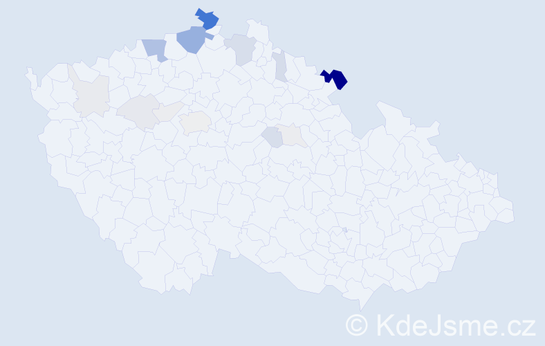 Příjmení: 'Deňo', počet výskytů 61 v celé ČR