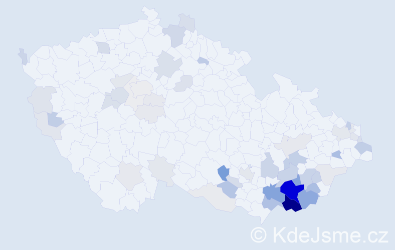 Příjmení: 'Lagová', počet výskytů 195 v celé ČR
