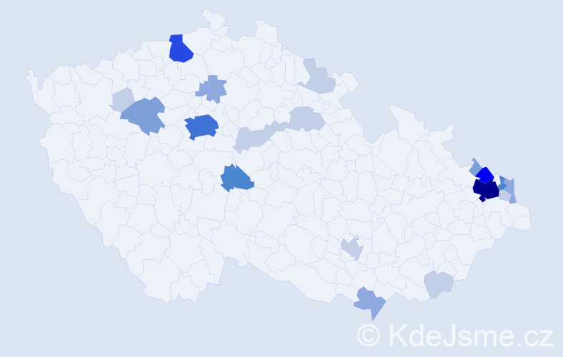 Příjmení: 'Skiba', počet výskytů 64 v celé ČR