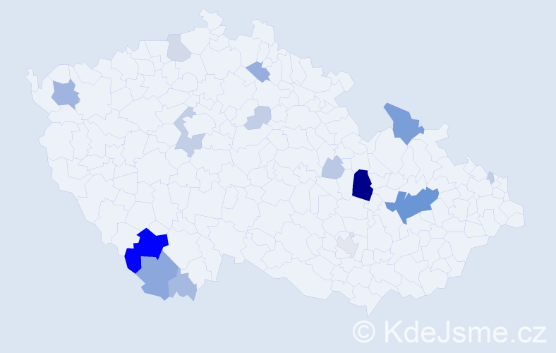Příjmení: 'Pocklan', počet výskytů 56 v celé ČR