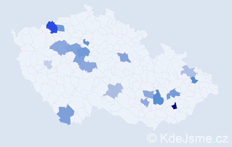 Příjmení: 'Mitev', počet výskytů 51 v celé ČR