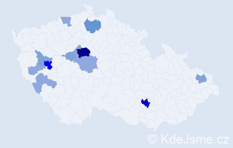 Příjmení: 'Kračmer', počet výskytů 38 v celé ČR