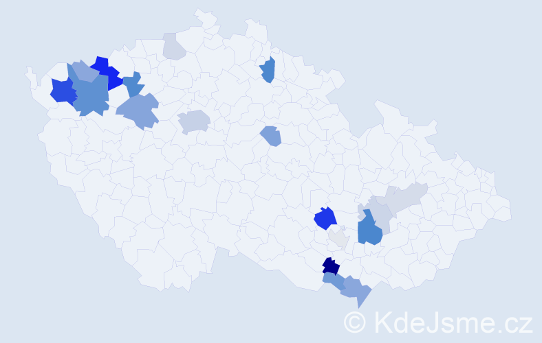 Příjmení: 'Cerovská', počet výskytů 50 v celé ČR