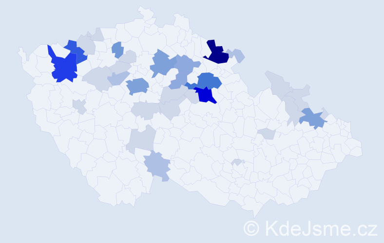 Příjmení: 'Lévaiová', počet výskytů 101 v celé ČR