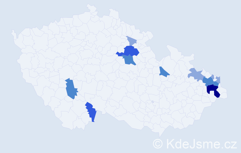 Příjmení: 'Comorek', počet výskytů 25 v celé ČR