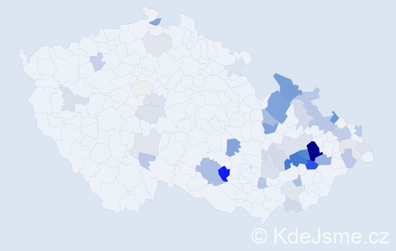 Příjmení: 'Kajnarová', počet výskytů 112 v celé ČR