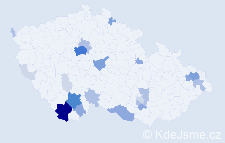 Příjmení: 'Tancer', počet výskytů 74 v celé ČR