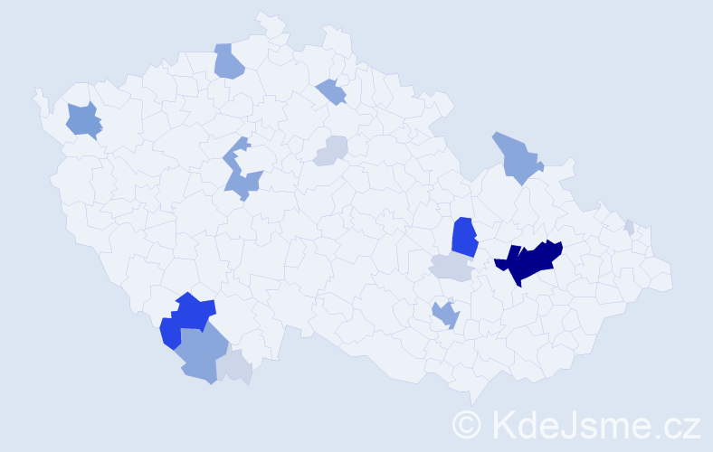 Příjmení: 'Pocklan', počet výskytů 55 v celé ČR
