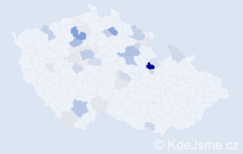 Příjmení: 'Hodr', počet výskytů 146 v celé ČR