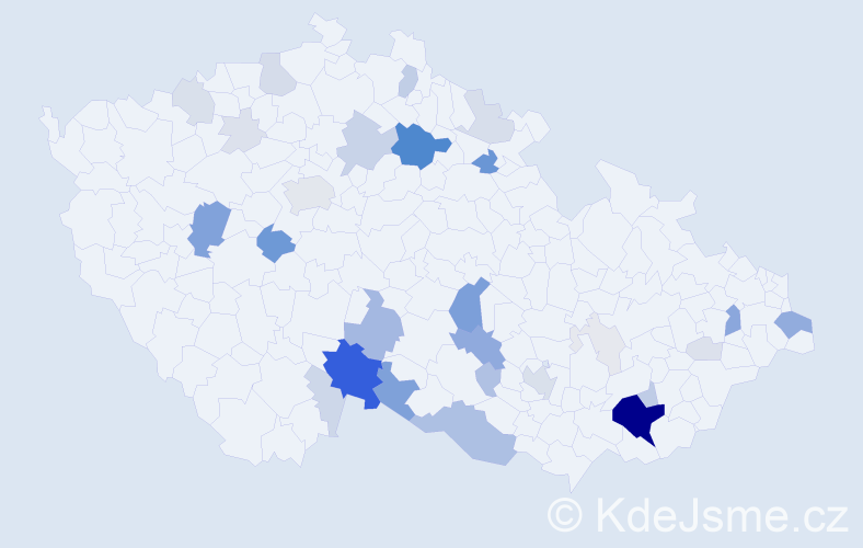 Příjmení: 'Tomášů', počet výskytů 161 v celé ČR