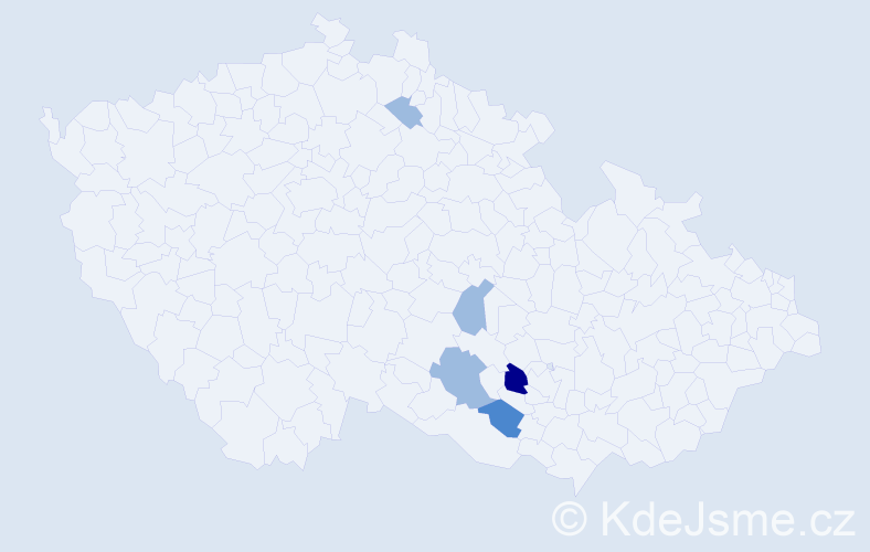 Příjmení: 'Kéda', počet výskytů 9 v celé ČR
