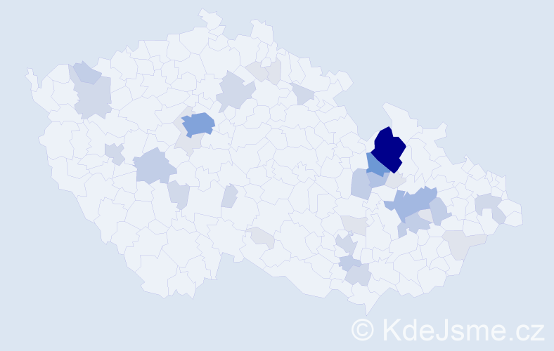 Příjmení: 'Baslerová', počet výskytů 104 v celé ČR