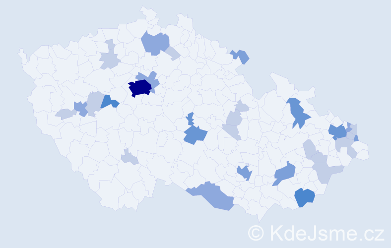 Příjmení: 'Líška', počet výskytů 70 v celé ČR