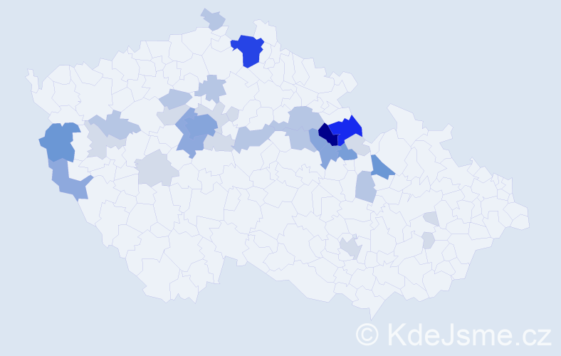 Příjmení: 'Hudousek', počet výskytů 101 v celé ČR