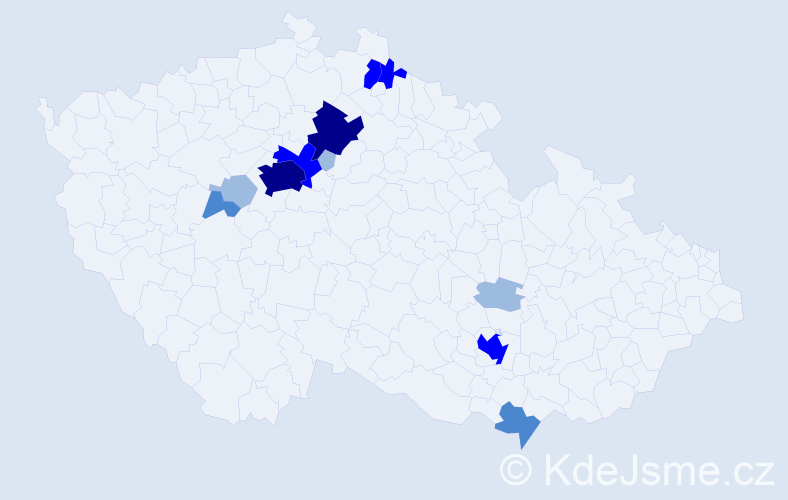 Příjmení: 'Ciprianová', počet výskytů 27 v celé ČR