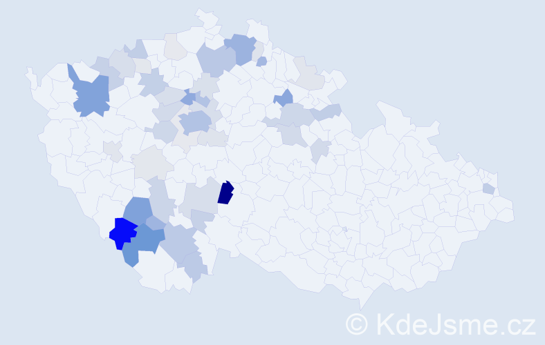 Příjmení: 'Tvrdek', počet výskytů 151 v celé ČR