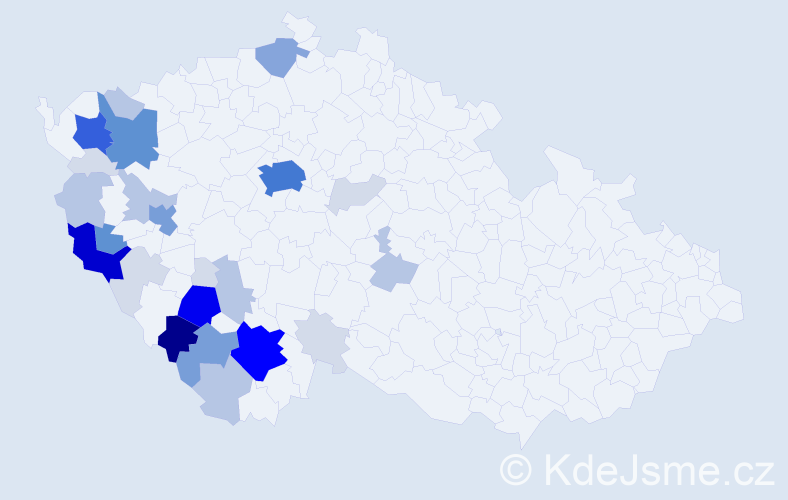 Příjmení: 'Frček', počet výskytů 123 v celé ČR