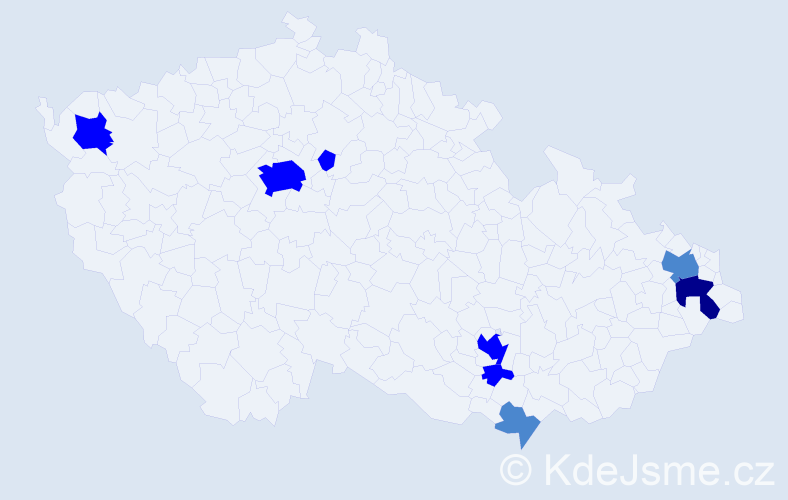 Příjmení: 'Studeničová', počet výskytů 15 v celé ČR