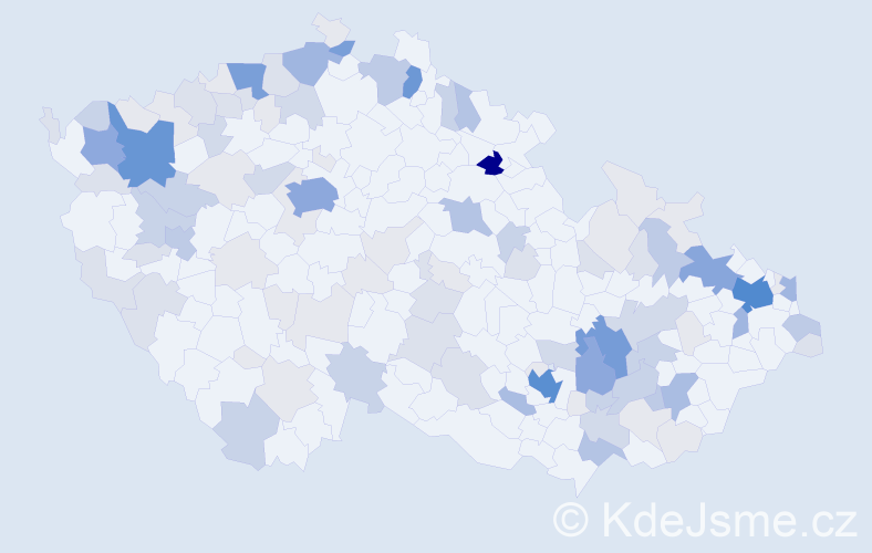 Příjmení: 'Husár', počet výskytů 407 v celé ČR