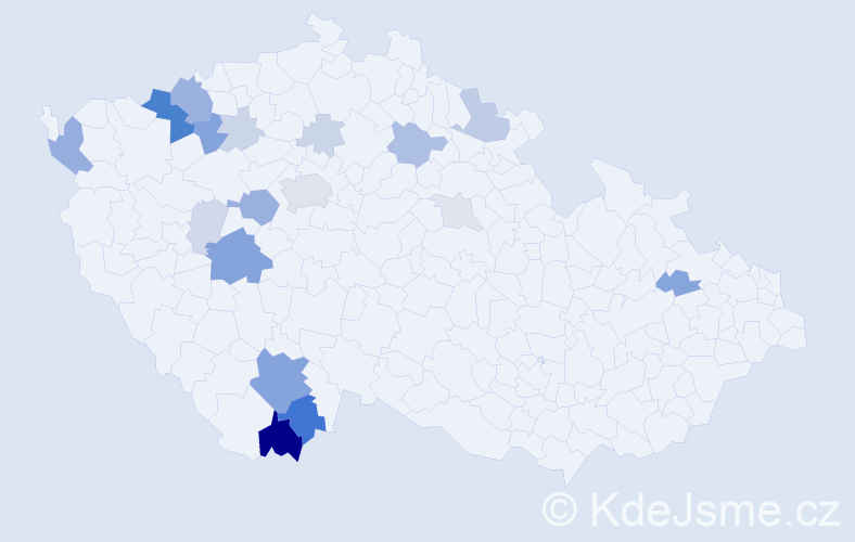 Příjmení: 'Pechoč', počet výskytů 58 v celé ČR