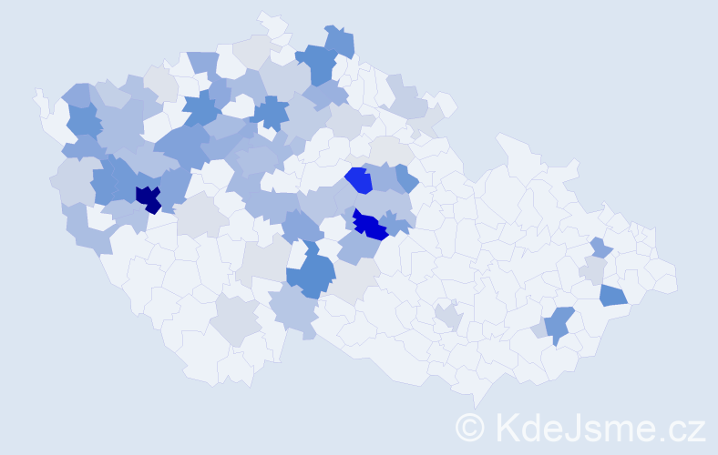 Příjmení: 'Šteklová', počet výskytů 269 v celé ČR