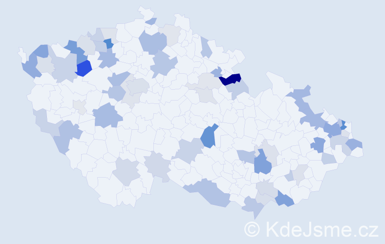 Příjmení: 'Takácsová', počet výskytů 131 v celé ČR
