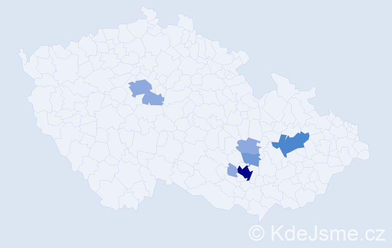 Příjmení: 'Prima', počet výskytů 15 v celé ČR