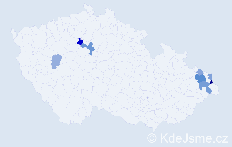 Příjmení: 'Kavíková', počet výskytů 26 v celé ČR