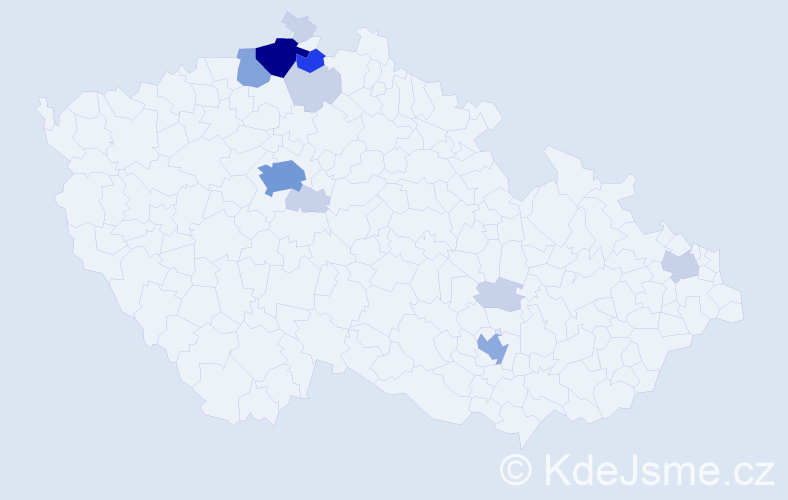 Příjmení: 'Melničáková', počet výskytů 34 v celé ČR