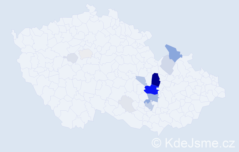Příjmení: 'Kobelka', počet výskytů 58 v celé ČR