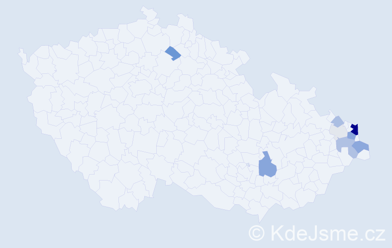 Příjmení: 'Kolarzová', počet výskytů 24 v celé ČR