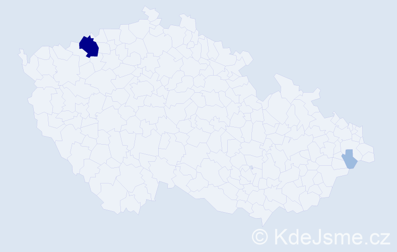 Příjmení: 'Bohačiková', počet výskytů 5 v celé ČR