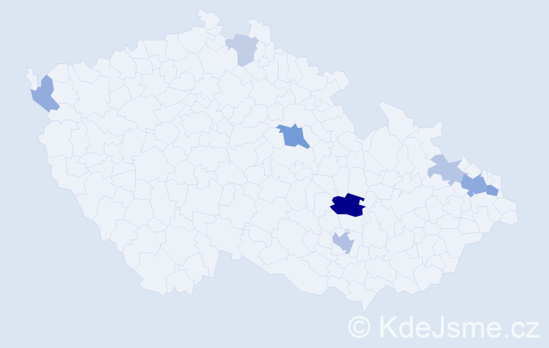 Příjmení: 'Tihounová', počet výskytů 20 v celé ČR