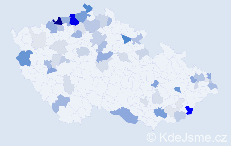 Příjmení: 'Belák', počet výskytů 198 v celé ČR