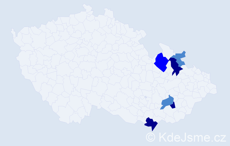 Příjmení: 'Pafka', počet výskytů 13 v celé ČR