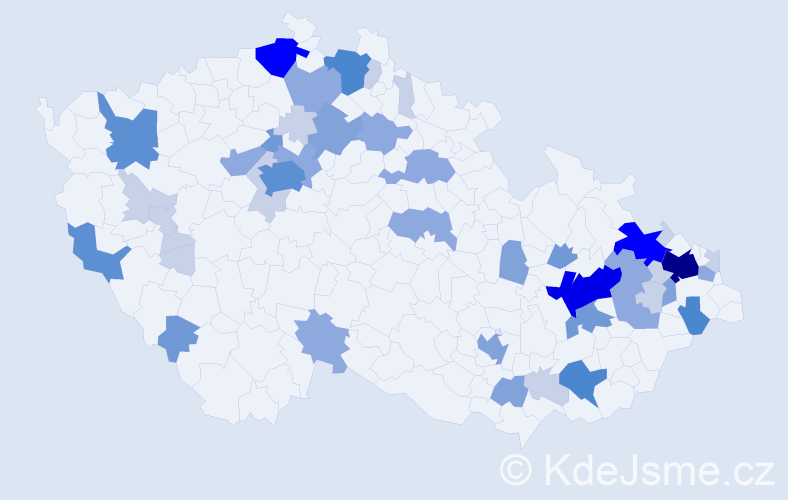 Příjmení: 'Hiklová', počet výskytů 141 v celé ČR