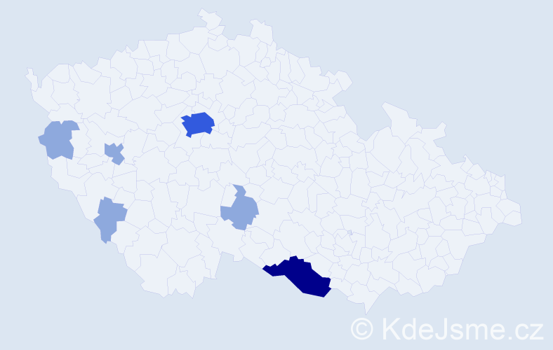 Příjmení: 'Koglerová', počet výskytů 12 v celé ČR