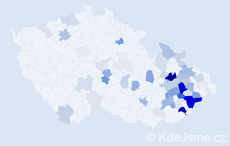 Příjmení: 'Černocký', počet výskytů 204 v celé ČR