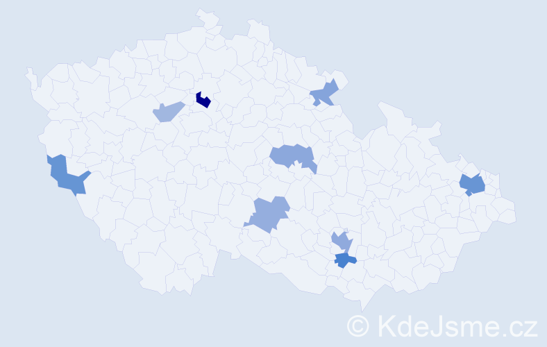 Příjmení: 'Trávniček', počet výskytů 16 v celé ČR