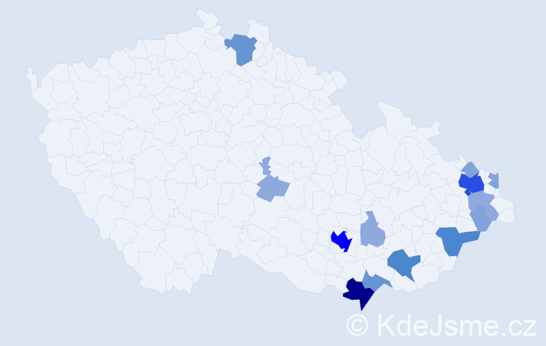 Příjmení: 'Miklicová', počet výskytů 42 v celé ČR