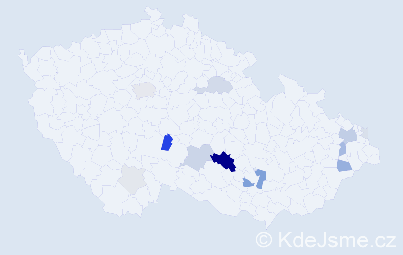 Příjmení: 'Kadela', počet výskytů 39 v celé ČR