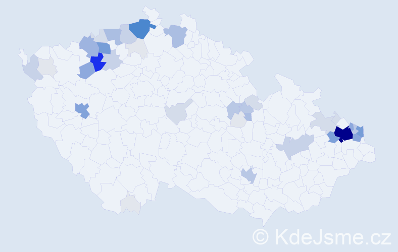 Příjmení: 'Pulková', počet výskytů 205 v celé ČR