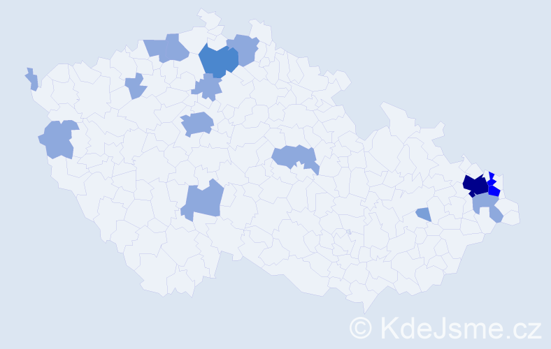 Příjmení: 'Hvolková', počet výskytů 33 v celé ČR