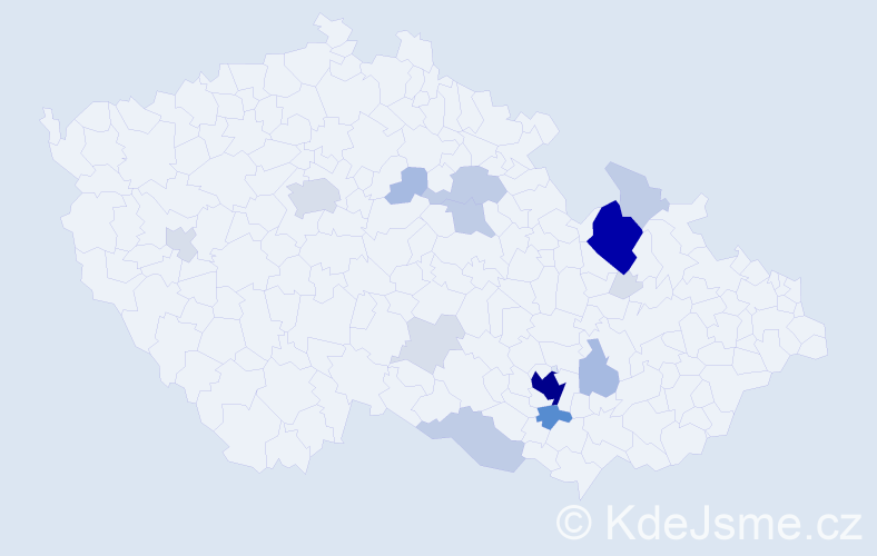 Příjmení: 'Vejchodová', počet výskytů 66 v celé ČR