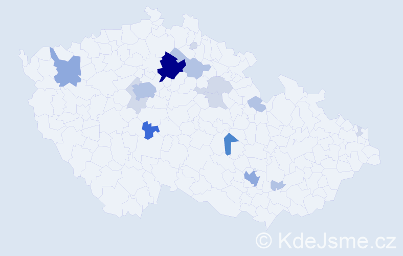 Příjmení: 'Klapač', počet výskytů 54 v celé ČR