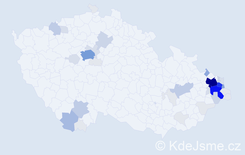 Příjmení: 'Kroček', počet výskytů 171 v celé ČR